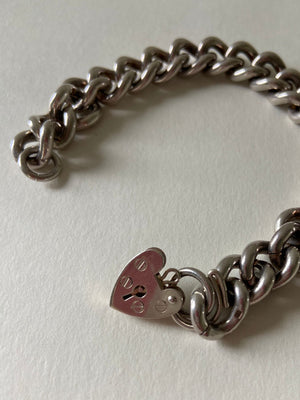 Silver curb bracelet, open