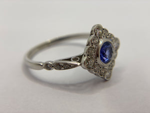 Vintage sapphire & diamond cluster ring