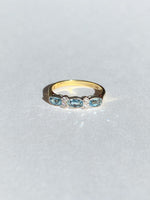 18ct yellow gold ring with oval aquamarines & diamonds, by Cropp & Farr
