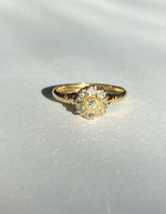 Antique yellow gold old cut diamond small cluster ring