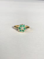 18ct yellow gold Emerald & diamond star ring