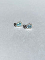Pear cut aquamarine & diamond stud earrings